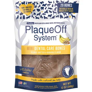 ProDen Plaque Off Mini Dental Bones - Peanut Butter & Banana 12oz, 20 Bones