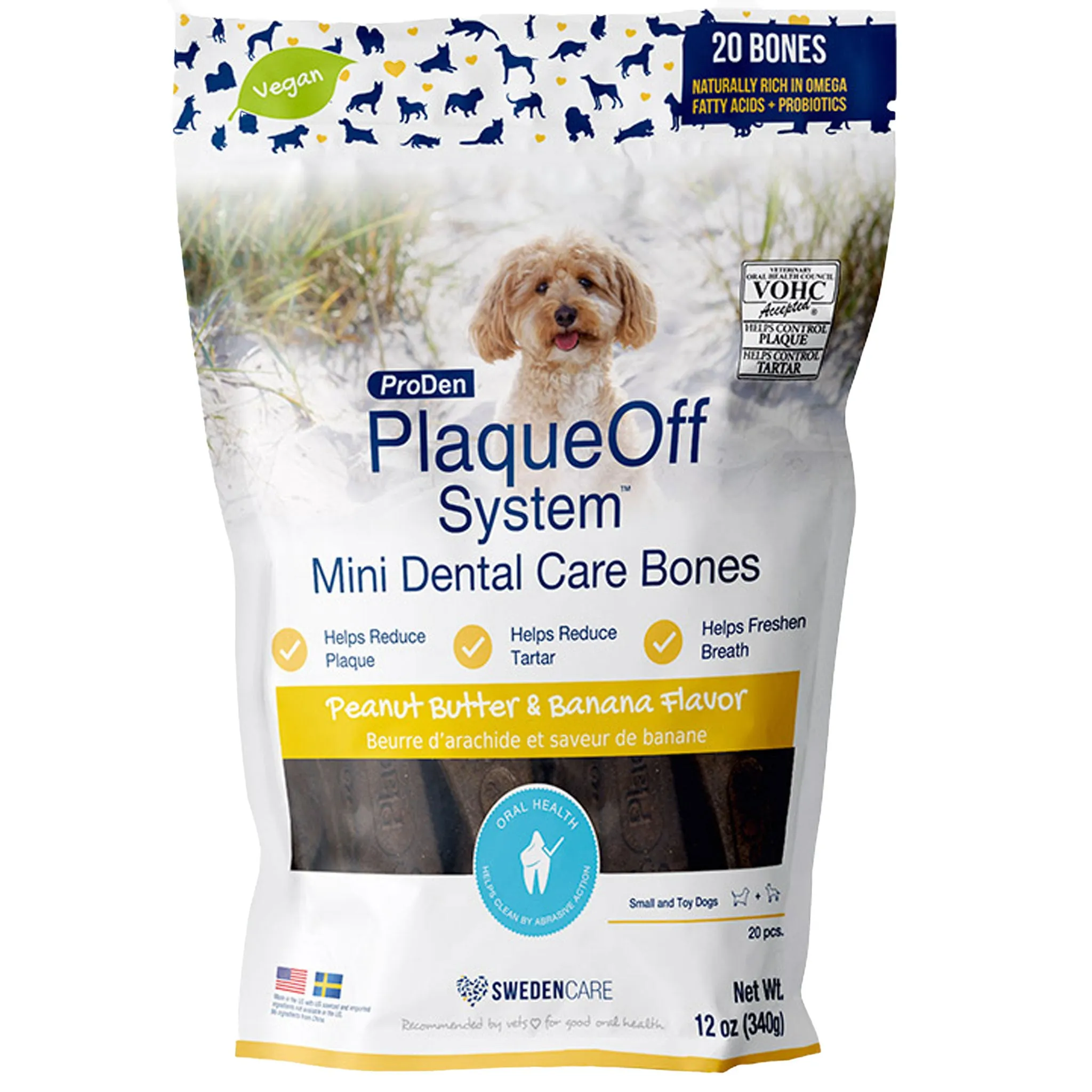 ProDen PlaqueOff System Mini Dental Chews Peanut Butter & Banana Flavor for Dogs - 12 oz