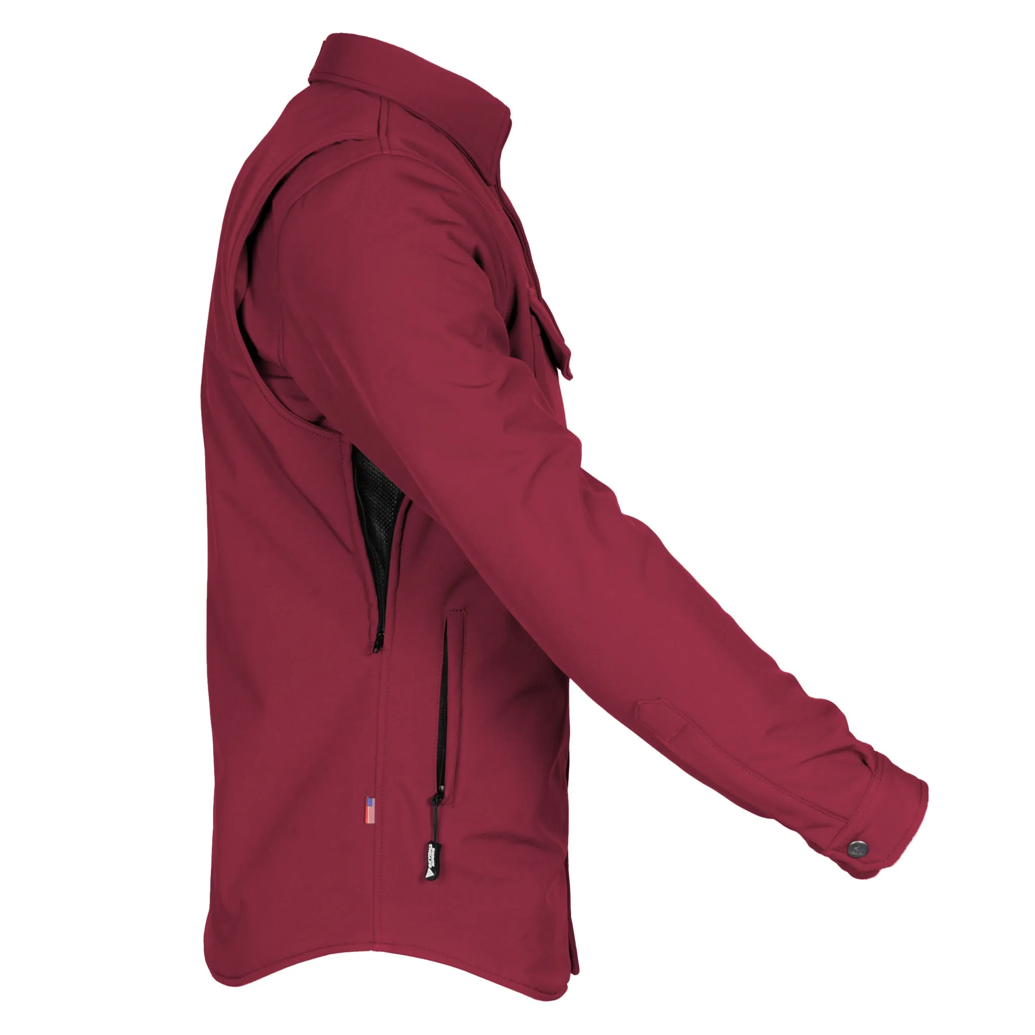 Protective SoftShell Winter Jacket for Men - Red Maroon Matte with Pads