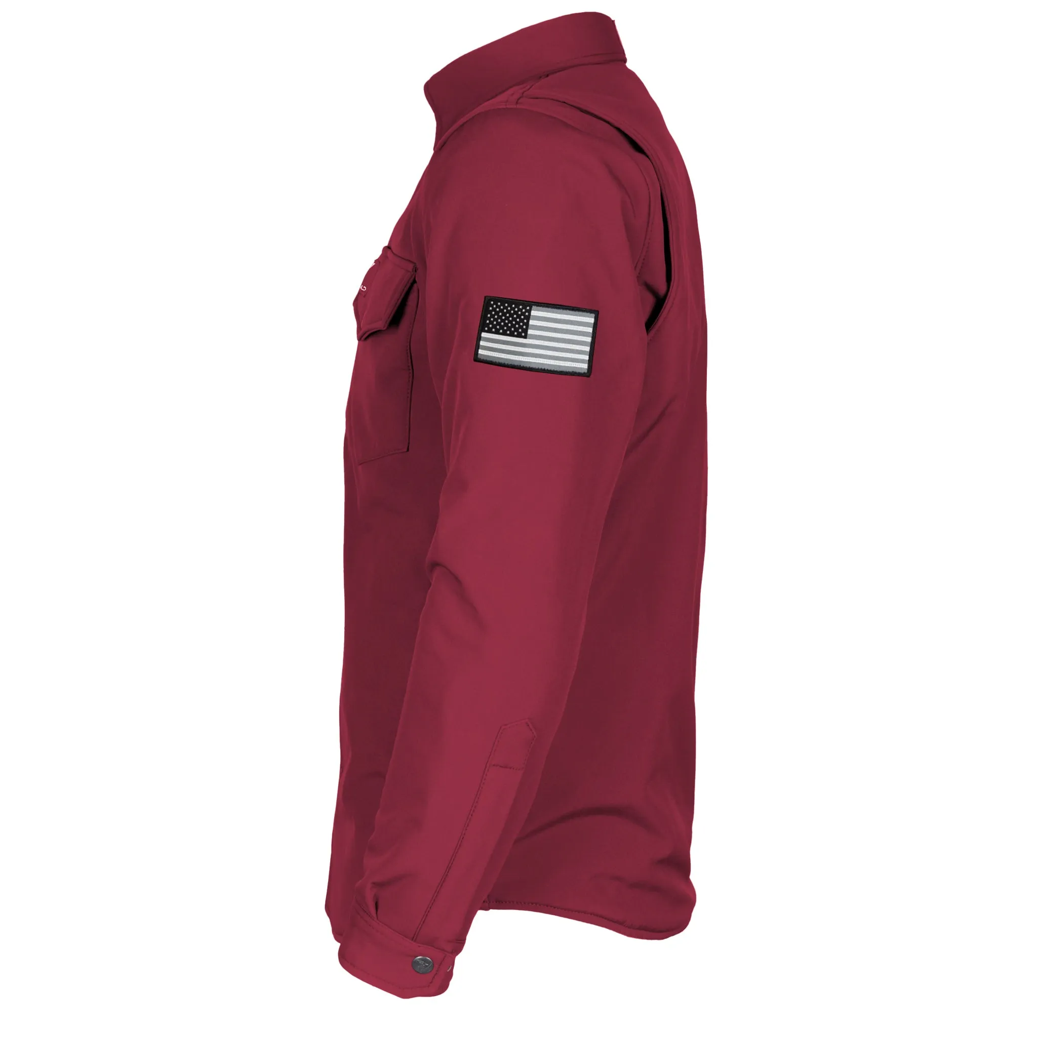 Protective SoftShell Winter Jacket for Men - Red Maroon Matte with Pads
