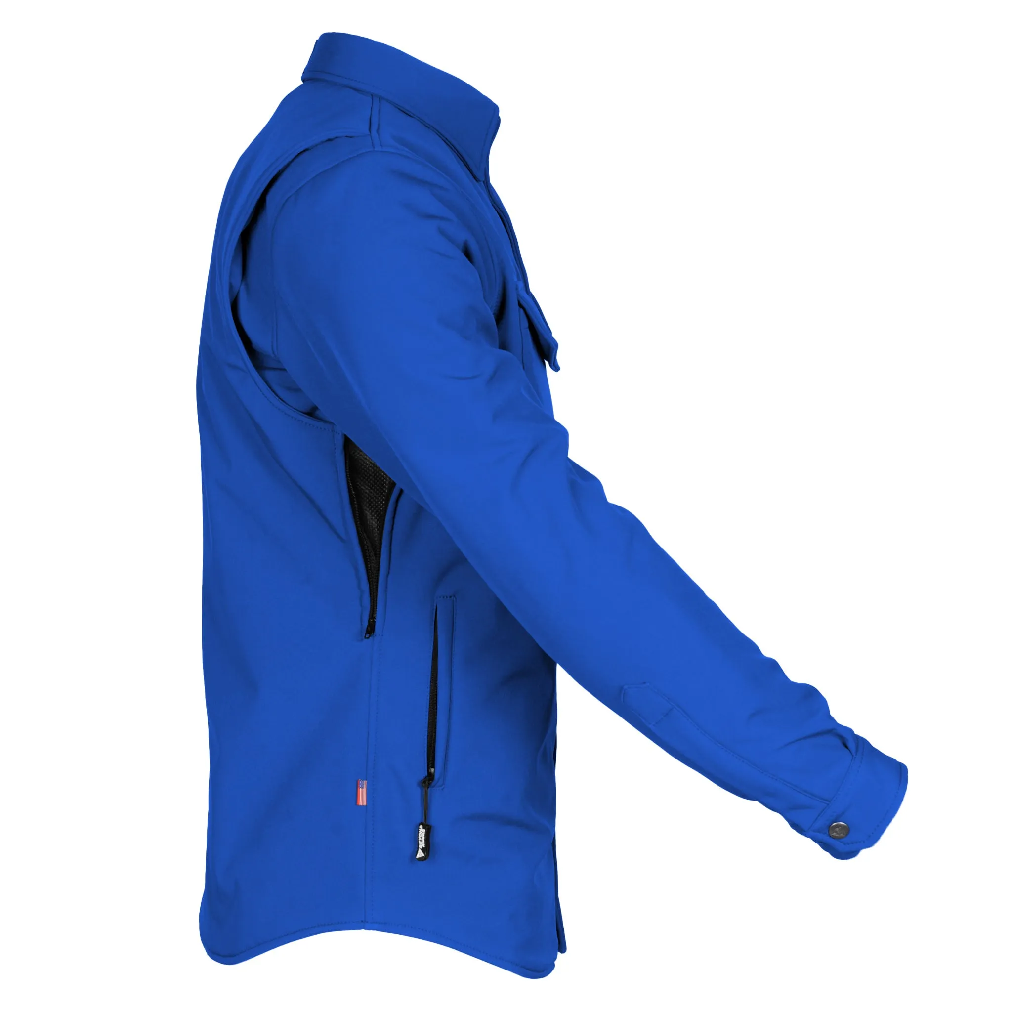 Protective SoftShell Winter Jacket for Men - Royal Blue Matte with Pads