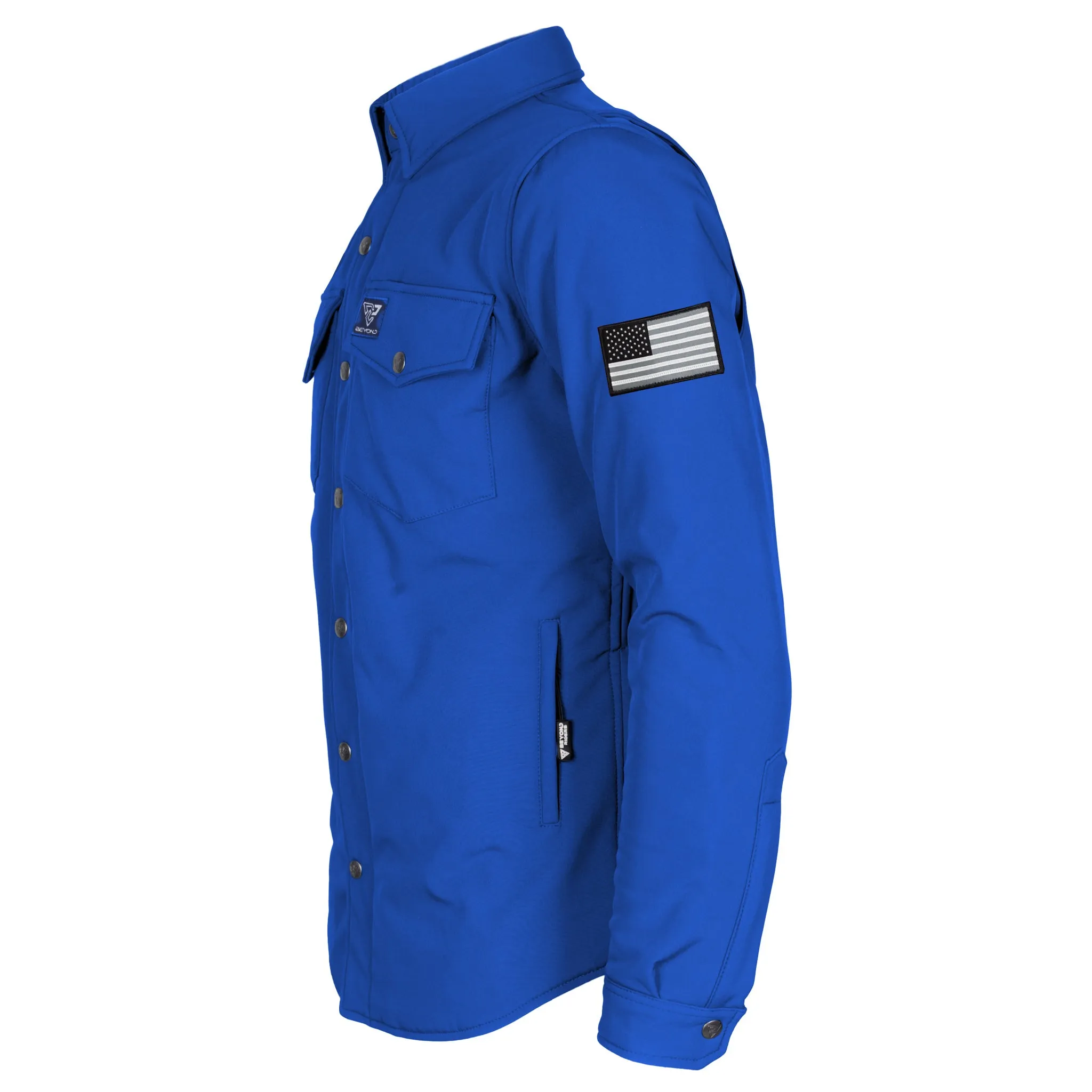 Protective SoftShell Winter Jacket for Men - Royal Blue Matte with Pads