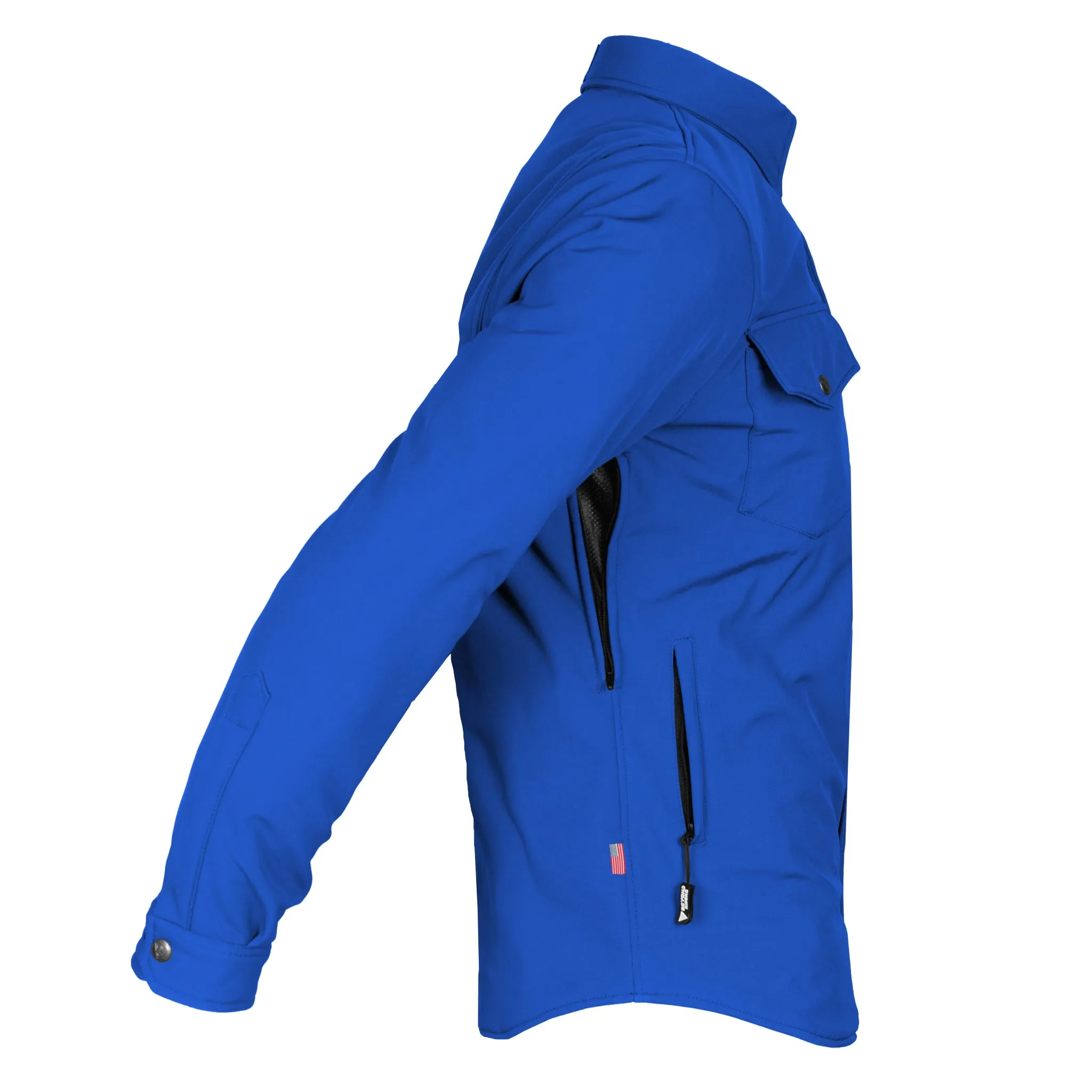 Protective SoftShell Winter Jacket for Men - Royal Blue Matte with Pads