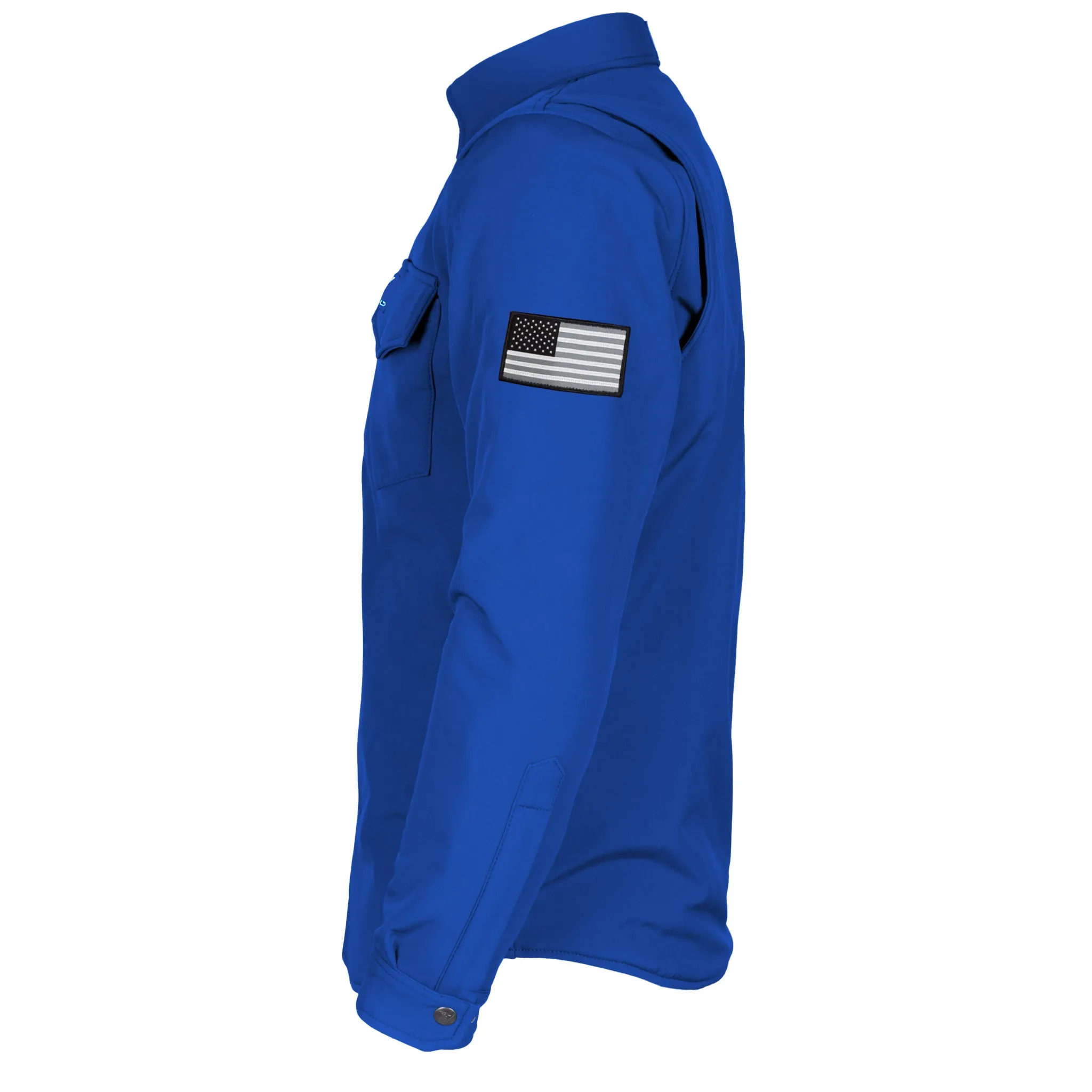 Protective SoftShell Winter Jacket for Men - Royal Blue Matte with Pads
