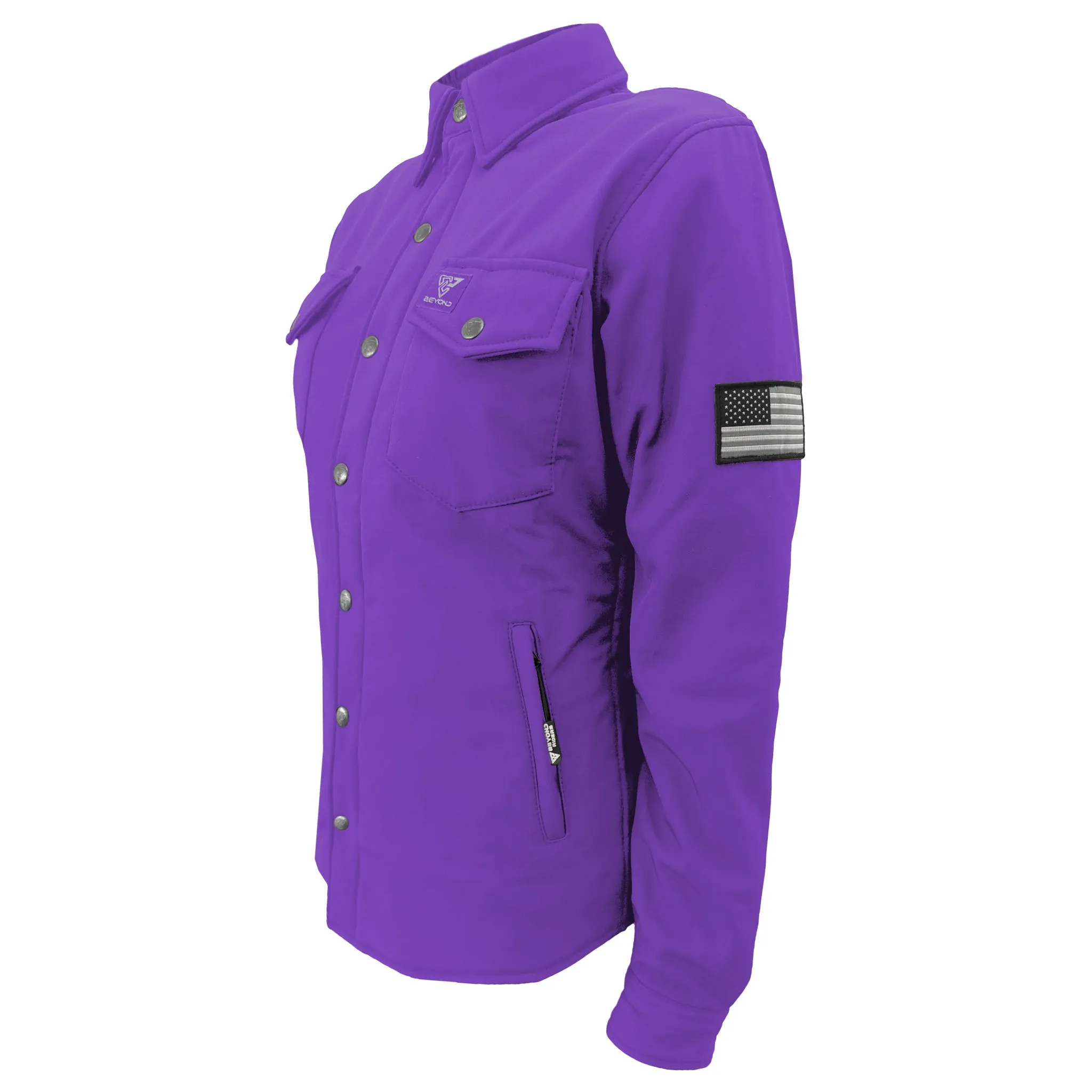 Protective SoftShell Winter Jacket for Women – Purple Matte with Pads