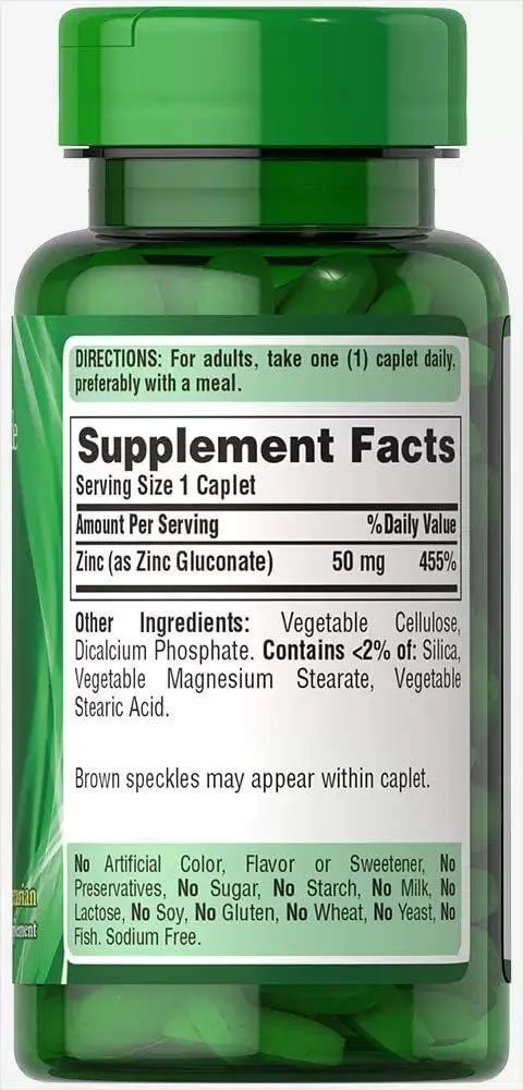 Puritan's Pride Zinc 50 mg-100 Caplets