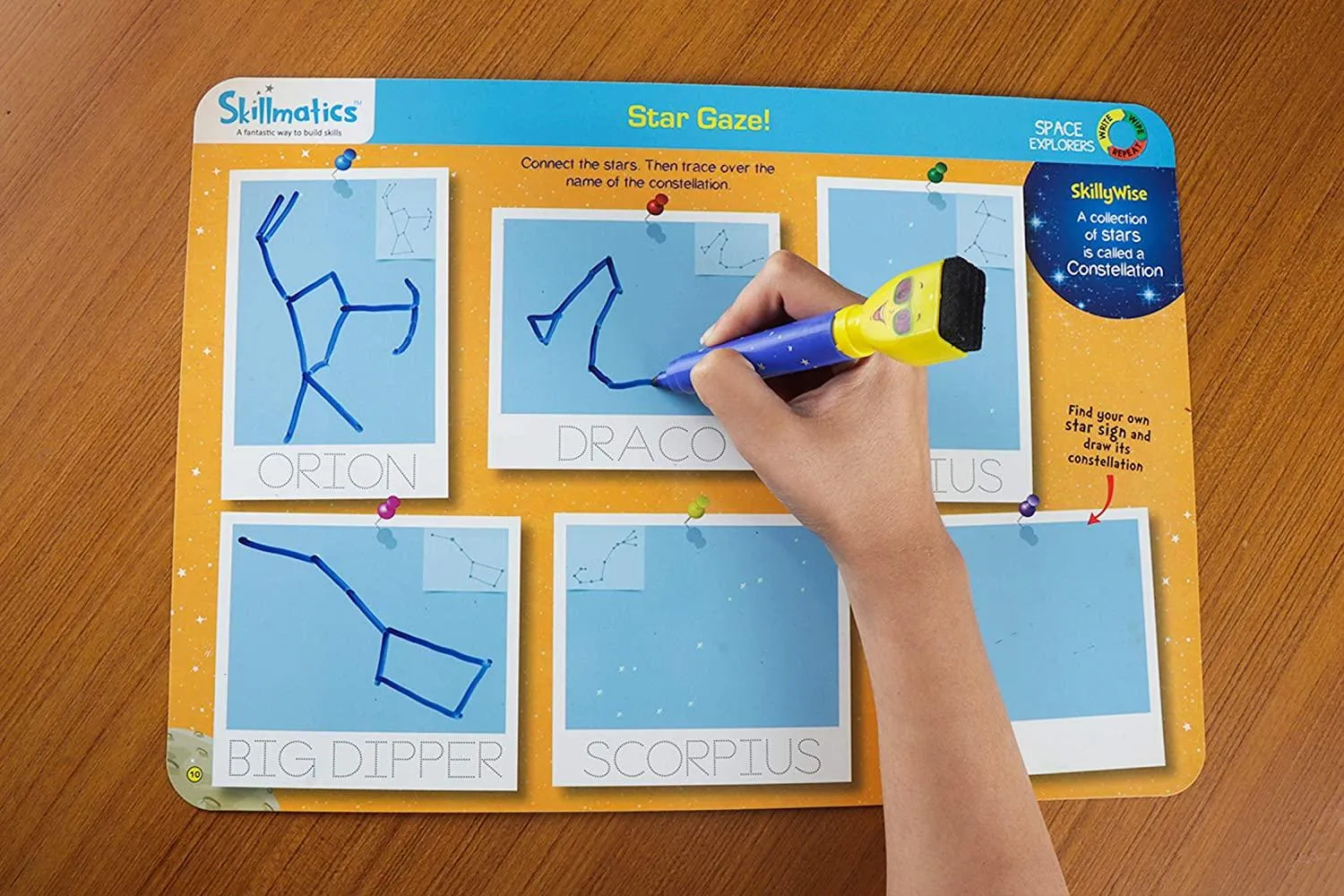 Skillmatics Educational Game: Space Explorers (6-9 Years) | Fun Learning Activities for Kids | Write and Wipe Activity Mats