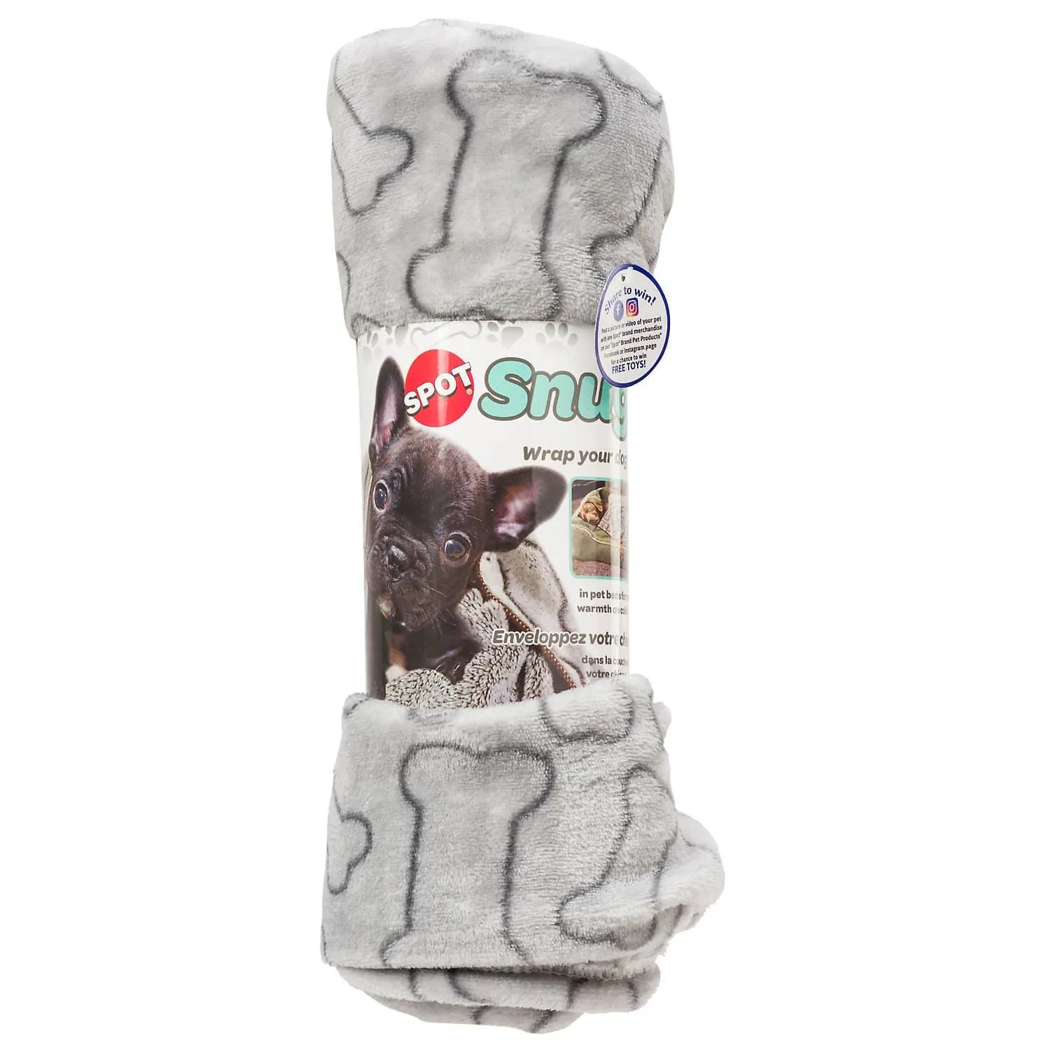 Spot Snuggler Bones Blanket Grey 1ea/40 In X 60 in