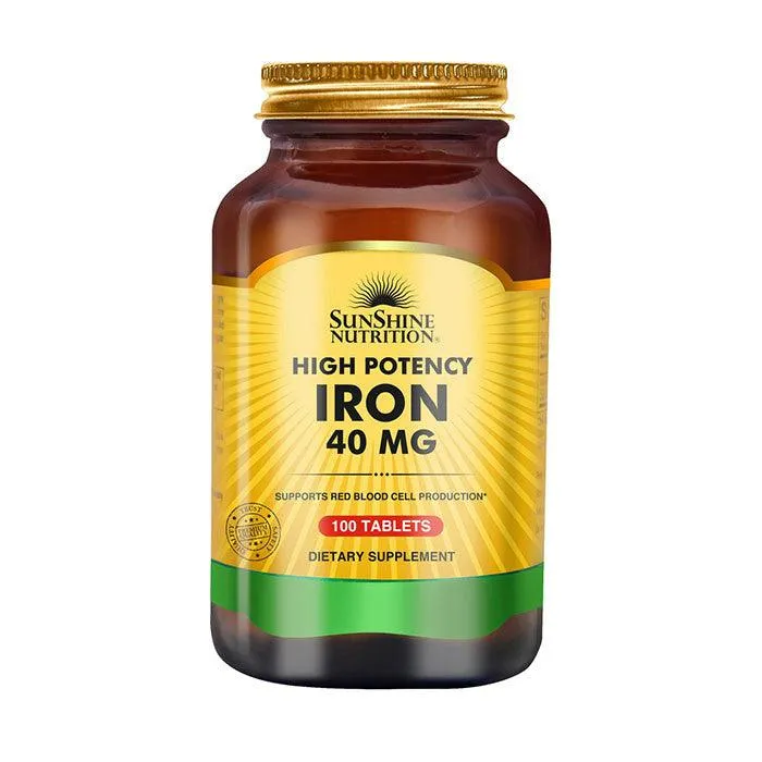 Sunshine Nutrition High Potency Iron 40 Mg Tabs 100s