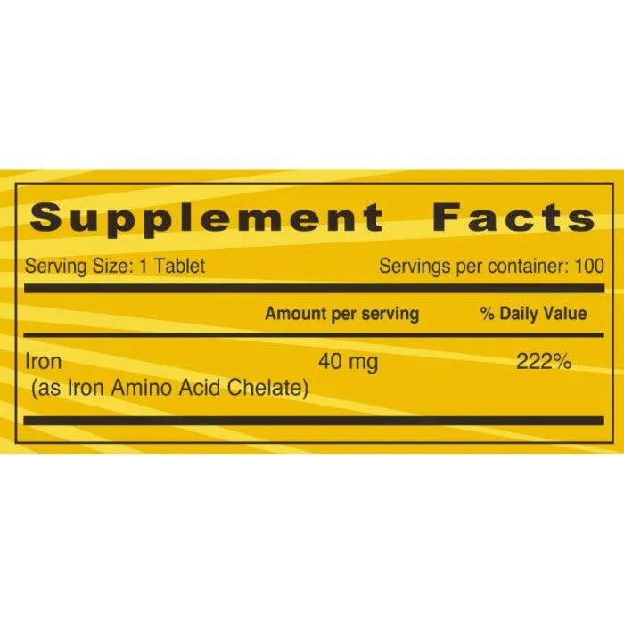 Sunshine Nutrition High Potency Iron 40 Mg Tabs 100s