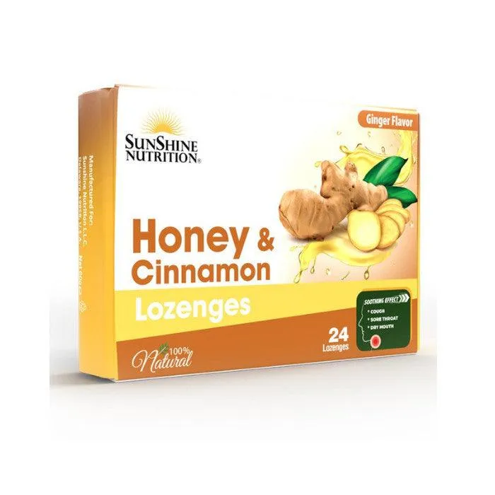 Sunshine Nutrition Honey & Cinnamon Lozenges-Ginger 24s