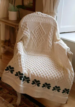 Traditional Irish Shamrock Blanket, 100% Merino Wool