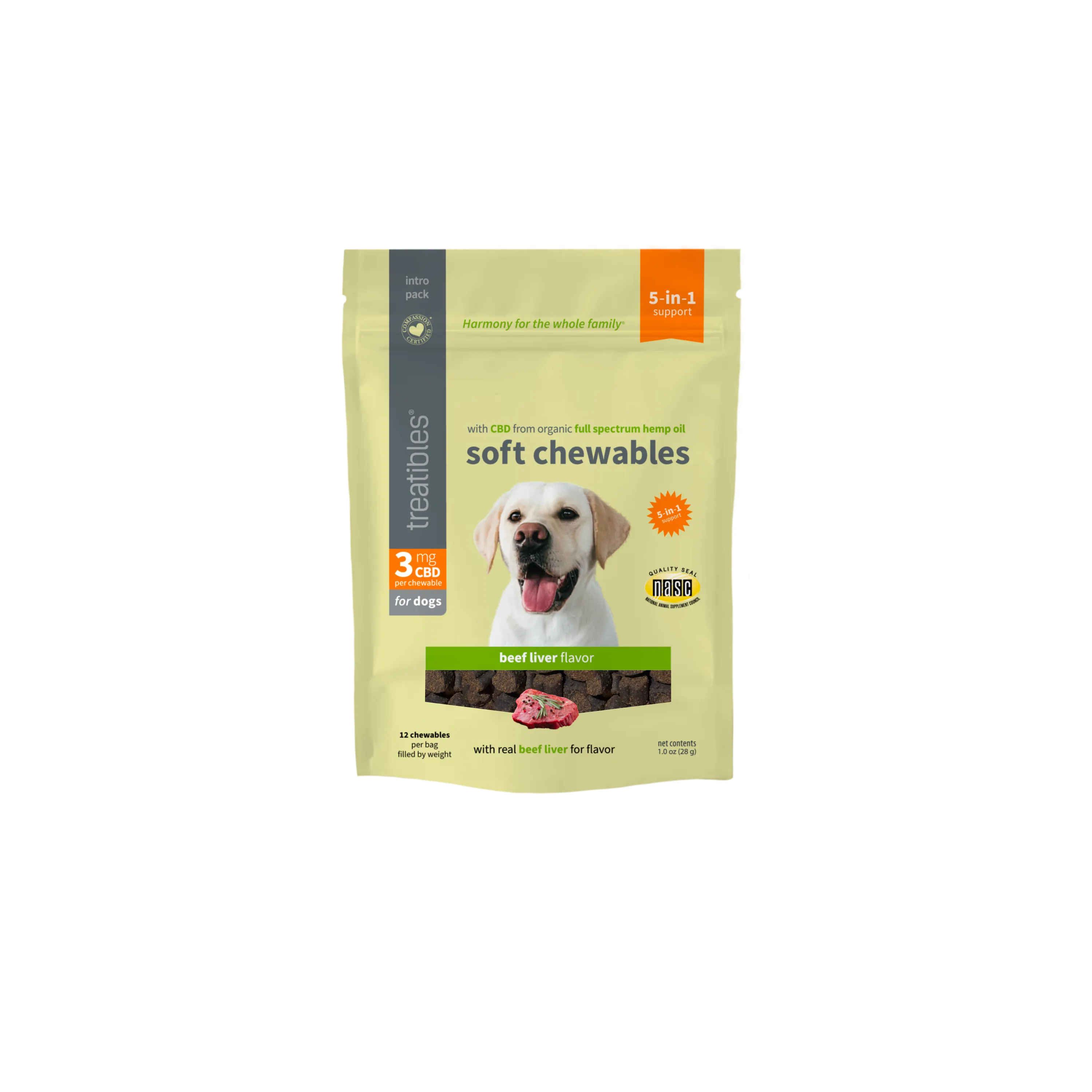 Treatibles® FOR DOGS: 3MG CBD SOFT CHEWS BEEF