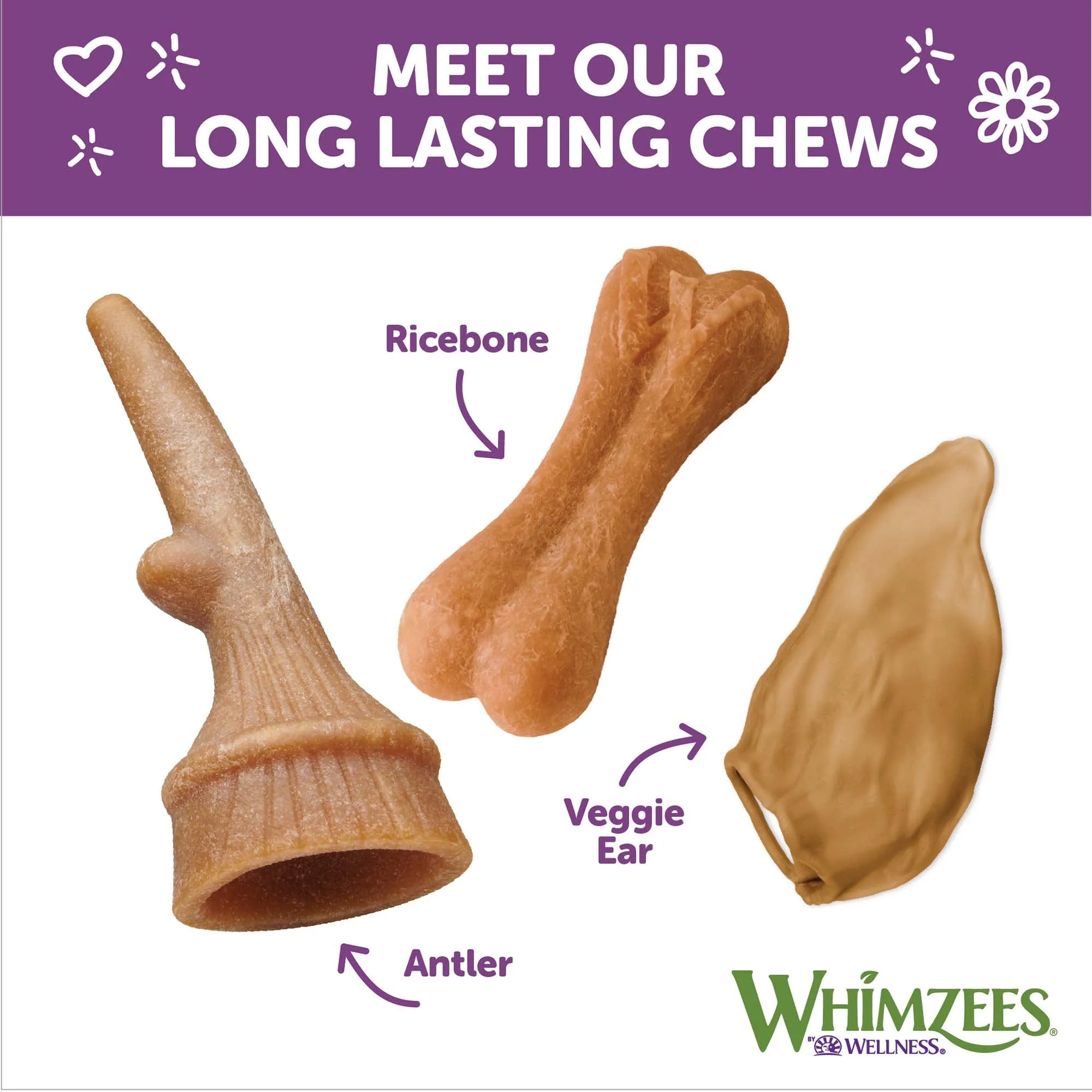 Whimzees Dog Dental Treats Occupy Antlers Large Value Bag 6 Pack