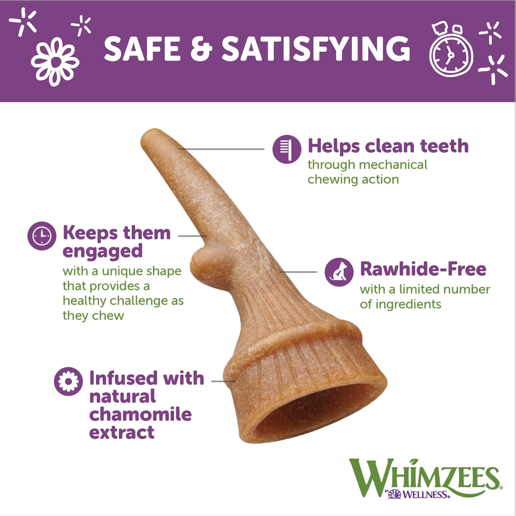 Whimzees Dog Dental Treats Occupy Antlers Large Value Bag 6 Pack