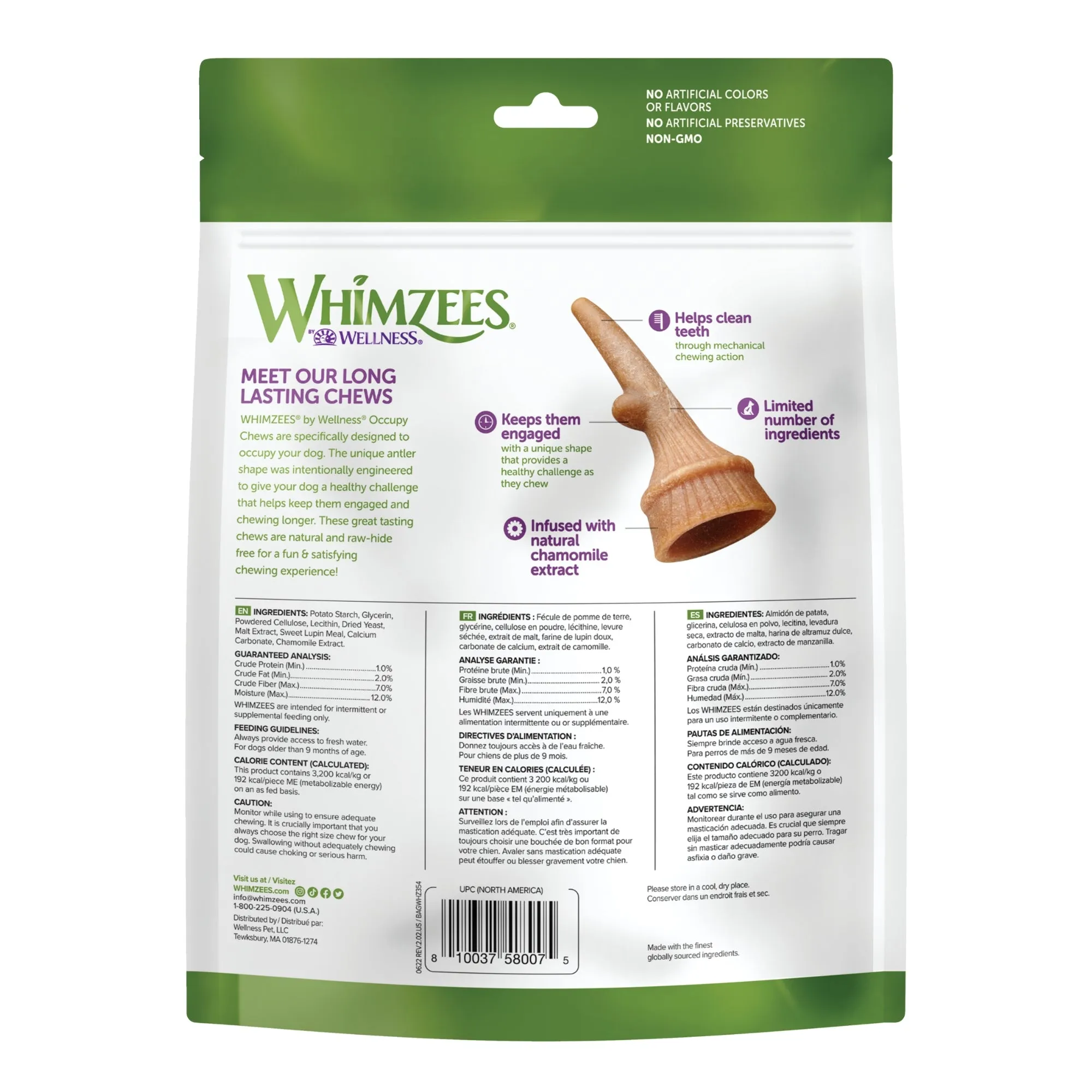 Whimzees Dog Dental Treats Occupy Antlers Large Value Bag 6 Pack