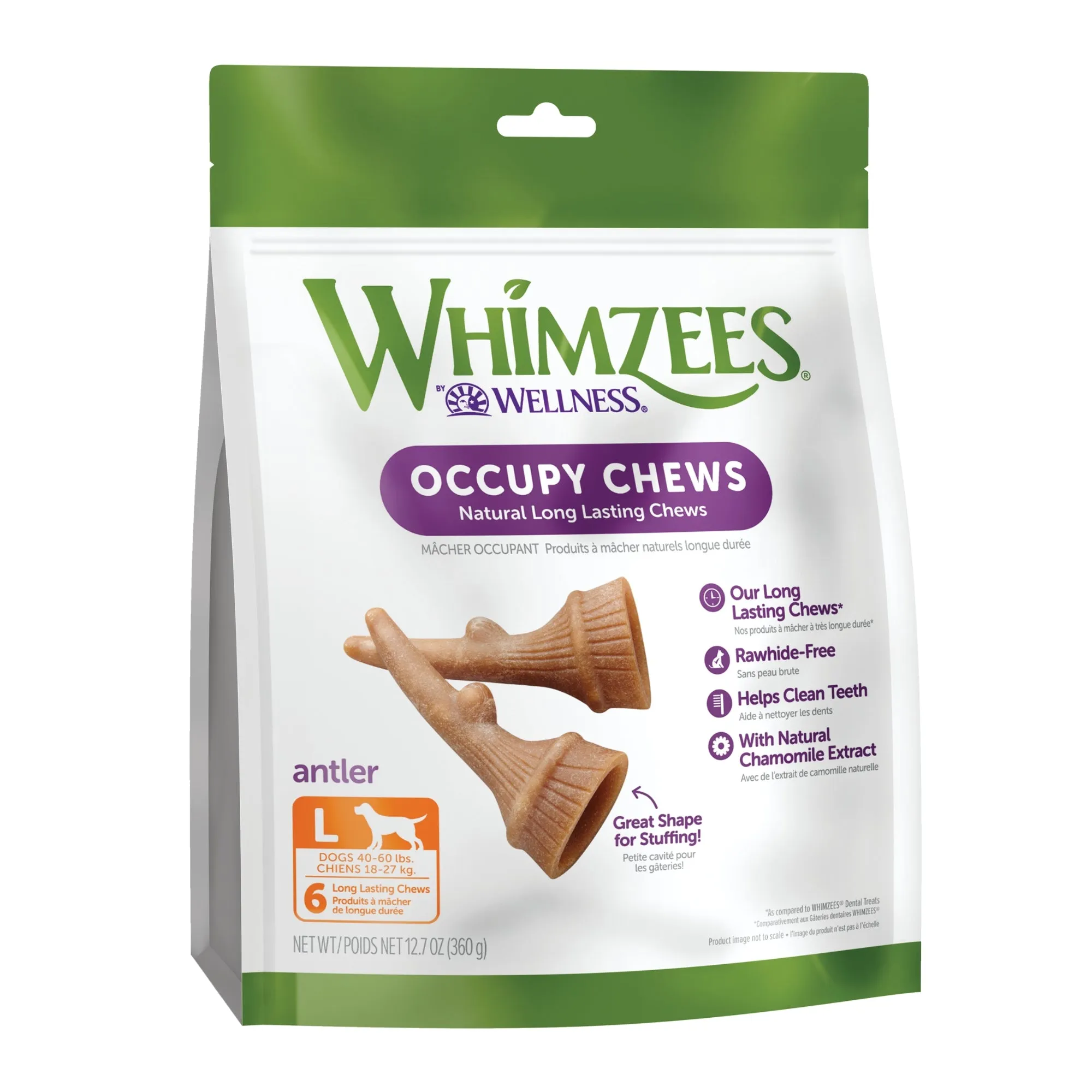 Whimzees Dog Dental Treats Occupy Antlers Large Value Bag 6 Pack