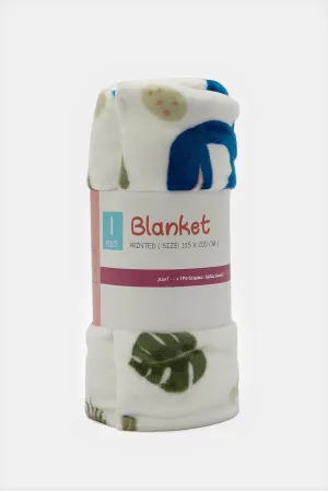 White Dinosaur Printed Kids Blanket