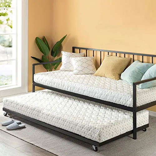 ZINUS Eden Metal Daybed with Trundle / Mattress Foundation with Steel Slat Support / Easy Assembly, Twin