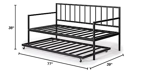 ZINUS Eden Metal Daybed with Trundle / Mattress Foundation with Steel Slat Support / Easy Assembly, Twin